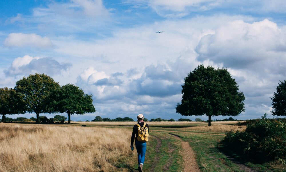 Person walking in the field